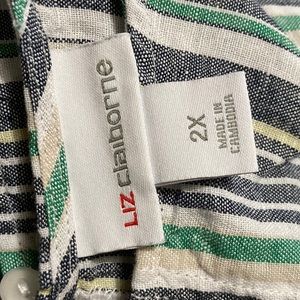 Plus sized 2x Liz Claiborne sleeveless summer dress, navy stripped